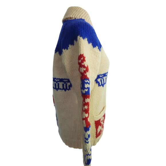 Vintage Cowichan Totem Wool Zippered Cardigan Sweater - Picture 2 of 5